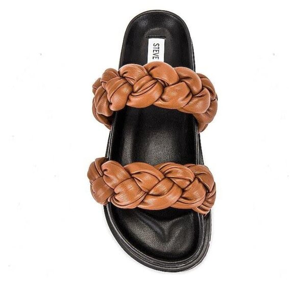 5/$100 SALE - Steve Madden Braided Choice Slide Sandal in Cognac - Picture 1 of 9